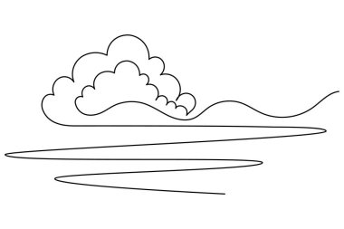 Devamlı bulut bir çizgi çizimi ve izole edilmiş vektör çizimi