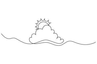 Devamlı bulut bir çizgi çizimi ve izole edilmiş vektör çizimi