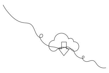 Bulut depolama aralıksız bir çizgi çizimi ve minimalist tasarım.