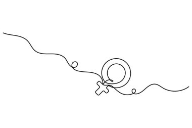 Kadın cinsiyet sembolü tek satır halinde basit Vektör illüstrasyonuName.