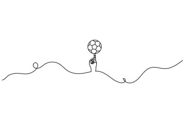 Futbol ana hatları çiziminin sürekli tek çizgi çizimi.