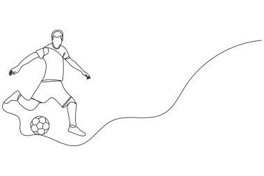 Futbol kesintisiz tek çizgi sanat çizimi biçim çizimi vektör çizimi.