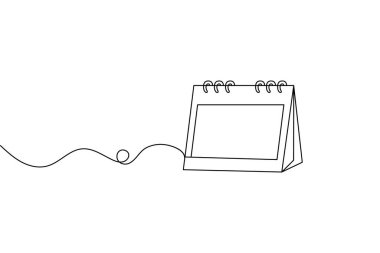 Tablo takvimi sürekli bir satır sanat ve vektör çizimleri tasarımı.