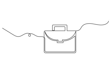 İş konsepti ana hatlarının sürekli bir çizimi olan evrak çantası..