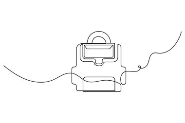 İş konsepti ana hatlarının sürekli bir çizimi olan evrak çantası..
