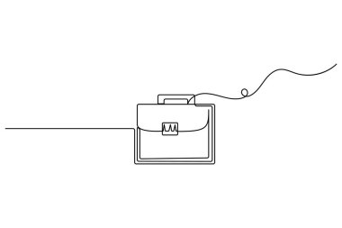 İş konsepti ana hatlarının sürekli bir çizimi olan evrak çantası..