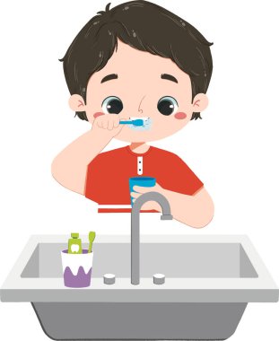 Şirin Çocuk Diş Fırçaladı, Ellerini Yıkadı, ve Düzenli Banyo Yaptı