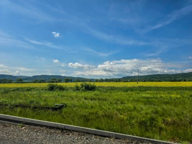 Uçsuz bucaksız zirveleri olan büyüleyici dağ manzarası bulutlarda kayboluyor. Seyahat markaları, ilham verici projeler ve eko-tasarım için mükemmel.