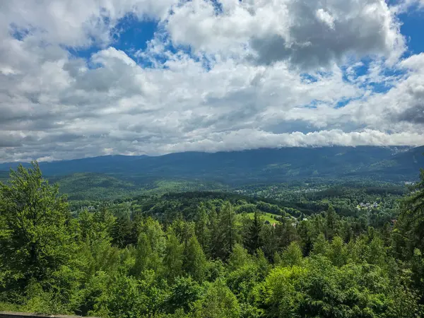 Gözlem güvertesinden nefes kesen dağ manzarası. Seyahat siteleri, tatil köyü reklamları ve ilham verici içerikler için mükemmel.