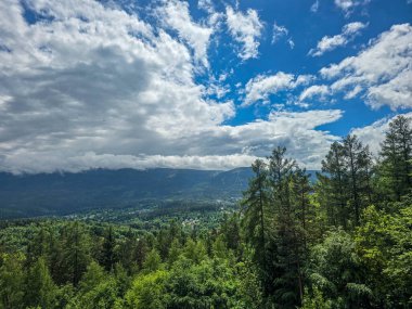 Gözlem güvertesinden nefes kesen dağ manzarası. Seyahat siteleri, tatil köyü reklamları ve ilham verici içerikler için mükemmel.