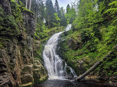 Heybetli bir dağ şelalesi engebeli uçurumlardan aşağı yuvarlanıyor doğanın mükemmel güç ve güzellik karışımı. Seyahat içeriği, ilham verici projeler ve eko markalaşma için ideal
