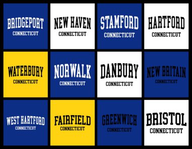 Connecticut Cities by Nüfus Tişört demeti