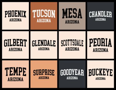Arizona Cities by Nüfus Tişört demeti