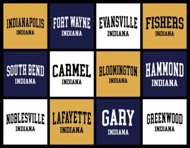 Indiana Cities by Nüfus Tişört demeti