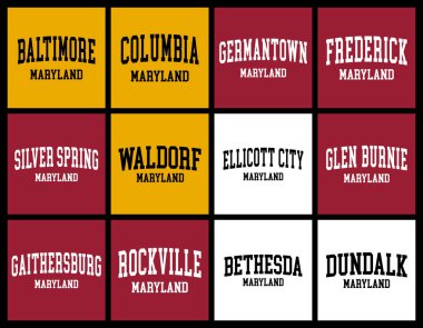  Maryland Cities Nüfus Tişört demeti