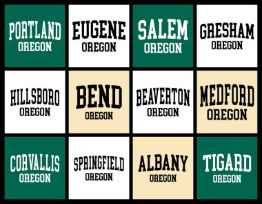 Oregon Şehirler Nüfus Tişört demeti