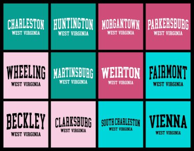 Nüfusa göre Batı Virginia Şehrleri tişört demeti
