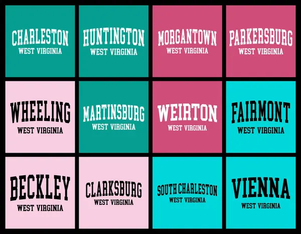 Nüfusa göre Batı Virginia Şehrleri tişört demeti