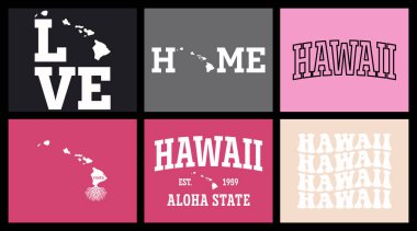 Hawaii eyaleti t-shirt tasarımı