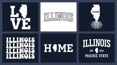  Illinois eyalet haritası tişört tasarımı