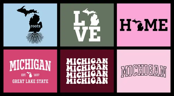 Michigan eyaleti t-shirt tasarımı