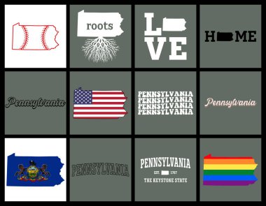 Pennsylvania eyaleti t-shirt tasarımı