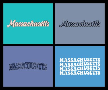 Massachusetts eyalet metin t-shirt tasarımı