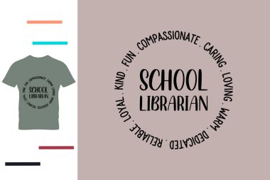 Okul kütüphanecisi t-shirt tasarımı