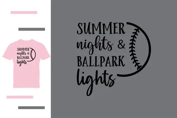Yaz geceleri ve beyzbol sahası ışıkları tişörtü