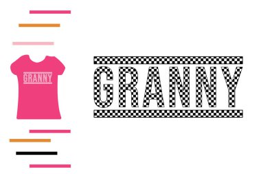 Damalı büyükanne tişörtü tasarımı