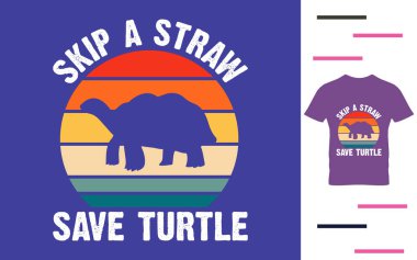 Bir pipet atla, kaplumbağa t-shirt tasarımını kaydet