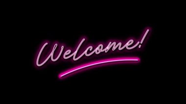Canlı, ışıltılı bir hoş geldin işareti animasyonu, dükkanlar, kafeler, oteller, online işletmeler için. Göz alıcı tasarım yumuşak döngü hareketleriyle, sıcak ve davetkar bir atmosfer ekleyerek.
