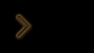 Siyah arkaplanda parlak turuncu renkli parlak neon yönlü bir ok animasyonu. Navigasyon, UI elementleri, tabela ve fütürist tasarımlar için. Pürüzsüz hareket, yüksek kalite 4K kusursuz döngü.