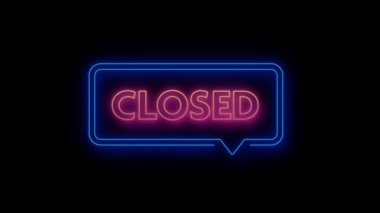 Pürüzsüz titreşimli parlak neon ışıklı kapalı işaret animasyonu. Mağazalar, kafeler, restoranlar, online dükkanlar, dijital tabelalar için mükemmel. Pazarlama videoları, reklamlar, iş promosyonları için ideal.