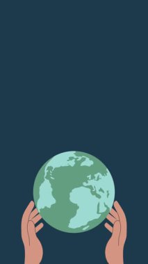 Dünya 'yı el ele tutuşuyla döndürmek bakım ve sürdürülebilirliği sembolize ediyor. Dünya Günü için, çevresel farkındalık ve küresel sorumluluk ve korunmayı destekleyen çevre dostu kampanyalar.