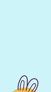 Mavi bulutlu arka planda sevimli bir tavşanın çizgi film animasyonu. Çocuk videoları, Paskalya teması, eğitim içeriği ve eğlenceli sahneler için mükemmel..