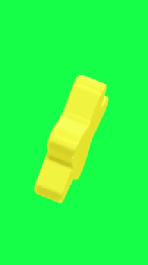 Yeşil ekranda dönen sarı yıldızların 4K 3D animasyonu, yaratıcı tasarım elemanları için ideal dekorasyon ve dijital içerik projesini ödüllendirir