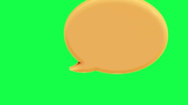 Kabarcık sohbet simgelerinin 4K 3D animasyonu. Parlak renkli, yeşil ekranlı. Canlı, modern iletişim görselleri ve teknolojiden esinlenilmiş dijital tasarımlar için ideal