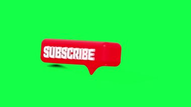 Yeşil ekran arkaplanındaki bir abone kabarcık simgesinin 4K 3D animasyonu, video içeriği için mükemmel, eyleme çağrı, sosyal medya ve kişiselleştirilebilir görsel örtüşmeler