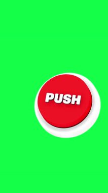 Yeşil ekran arka planına sahip bir basma düğmesinin 4K 3D animasyonu, teknoloji için mükemmel, kullanıcı arayüzleri, uygulama tasarımı, etkileşimli ortam ve yüksek kaliteli görseller gerektiren dijital projeler