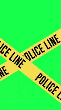 4K animasyon düz polis hattı yeşil ekran arka planlı, suç mahalleri için ideal, güvenlik alarmları, kolluk kuvvetleri, dikkat ve acil durum görüntüleri.