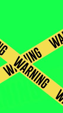 4K animasyon hareketi düz sarı uyarı çizgisi yeşil ekran arka plan, güvenlik uyarıları, uyarı bölgeleri, tehlike işaretleri, risk uyarıları ve güvenlik görselleri için mükemmel.