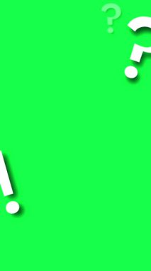  4K animasyon soru ve ünlem işaretleri yeşil ekranda beliriyor. Hareket grafiklerinde eğitici videolar, uyarılar veya görsel vurgu için mükemmel.