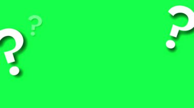 4K animasyon soru işareti yeşil ekranda beliriyor. Eğitimsel içerik, videolar, FAQ 'lar ve kolay düzenleme ve üst üste bindirme ile hareket grafikleri için ideal.