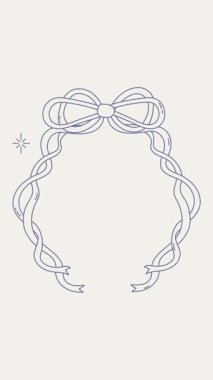 Zarif bir zemin üzerinde klasik stil kurdelenin 4K animasyon hareketi, kutlamalar, hediye temaları, kadınsı dekorlar veya klasik tasarım görselleri için ideal.