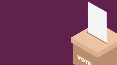 Seçim, karar verme ve demokratik süreci temsil eden bir oy sandığının 4K tarafından canlandırılması. Siyasi içerik için uygun.