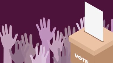 4K oy sandığının sandığa yerleştirilmesi ve el kaldırılması, seçimleri, katılımı, oy kullanma haklarını ve vatandaşlık sözleşmesini simgeliyor.