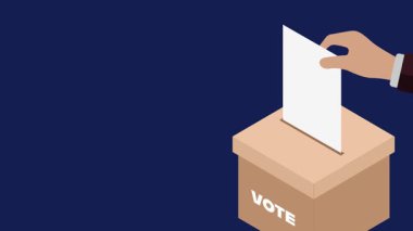 Seçim, karar verme ve demokratik süreci temsil eden bir oy sandığının 4K tarafından canlandırılması. Siyasi içerik için uygun.