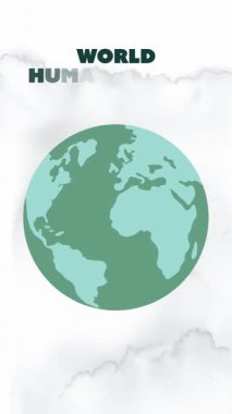 Dünya İnsani Yardım Günü için 19 Ağustos 'ta 4K animasyon hareketi ve küresel destek, birlik ve insani farkındalığı sembolize eden el kaldırma.