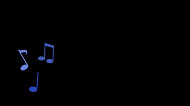 Tarafsız karanlık bir arkaplan ile sallanan müzik notalarının 4K animasyon hareketi. Müzik temaları, görsel efektler ve yaratıcı projeler için mükemmel..